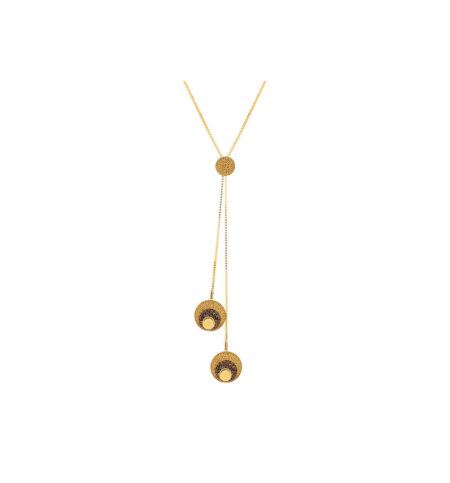 Colar Lúmen Gravata - Ouro 18k, Smoked Topaz