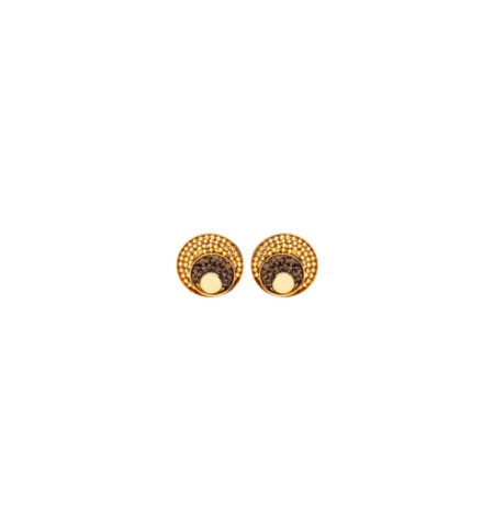 Brinco Lúmen Botão Mini - Ouro 18k, Smoked Topaz