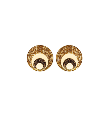Brinco Lúmen Botão Maxi - Ouro 18k, Smoked Topaz