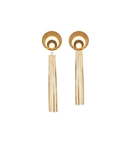 Brinco Lúmen Franja 2 em 1 - Ouro 18k, Smoked Topaz